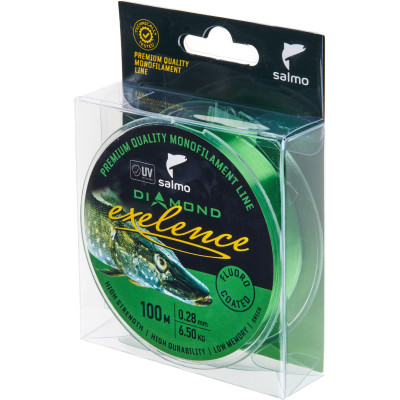 Леска монофильная SALMO DIAMOND EXELENCE FLUORO COATED Green 100/028